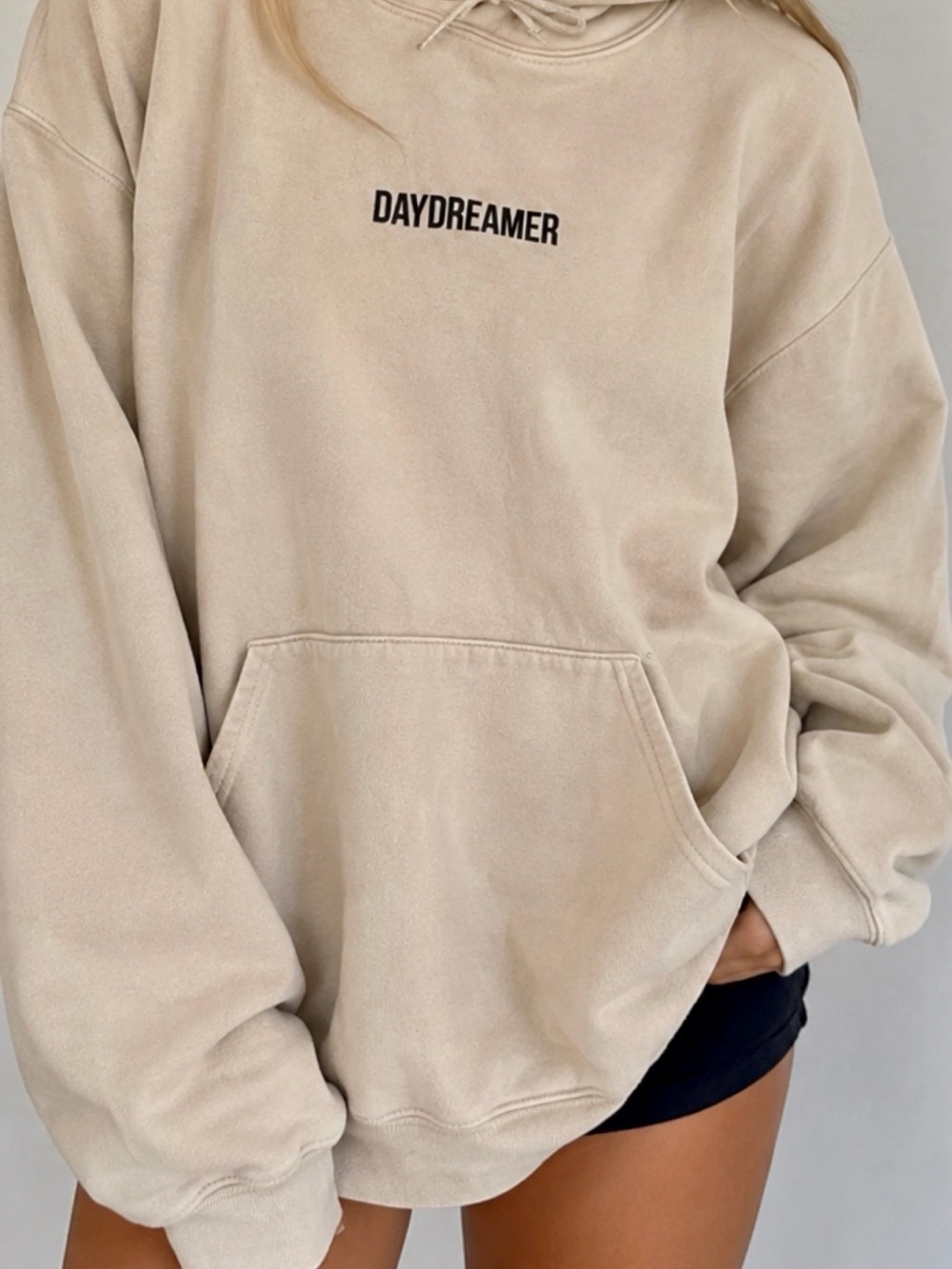 Daydreamer Cream Crewneck Sweatshirt with Front Pocket